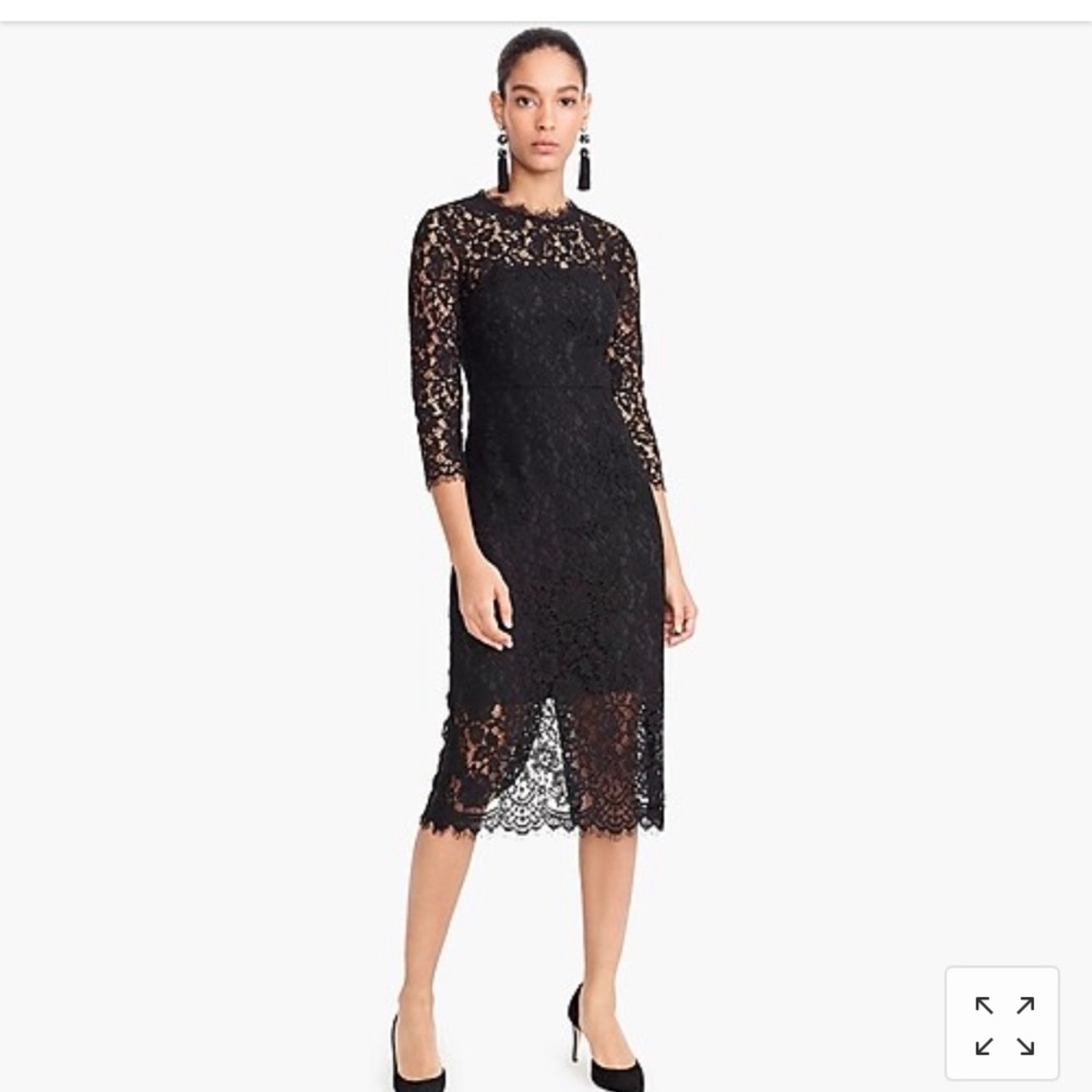 J Crew Black Lace Dress Size 6